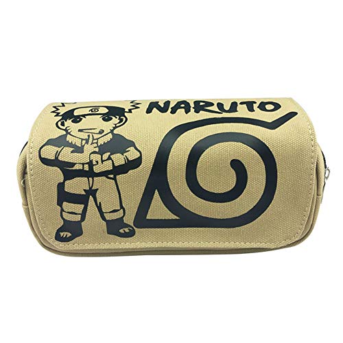 Preisvergleich Produktbild Kunandroc Anime Federmäppchen Doppelreißverschluss Große Kapazität Federbeutelhalter Kosmetik Make-up Tasche Geldbörse Schreibwaren Tasche mit Reißverschluss(Naruto - 2)