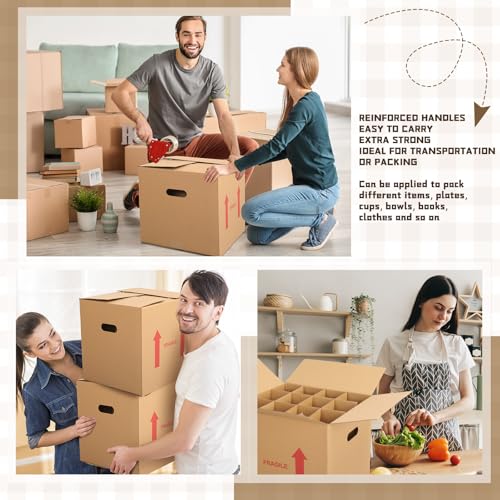 Image of Tatuo 10 Pack Wine Box for Moving, 12 Bottle, with Divider, 16 x 12 x 12 in | Liquor Shipping Packing Box Bulk, Corrugated Cardboard, Reinforced Bottom, Break Resistant, Heavy Duty, Cellar Storage