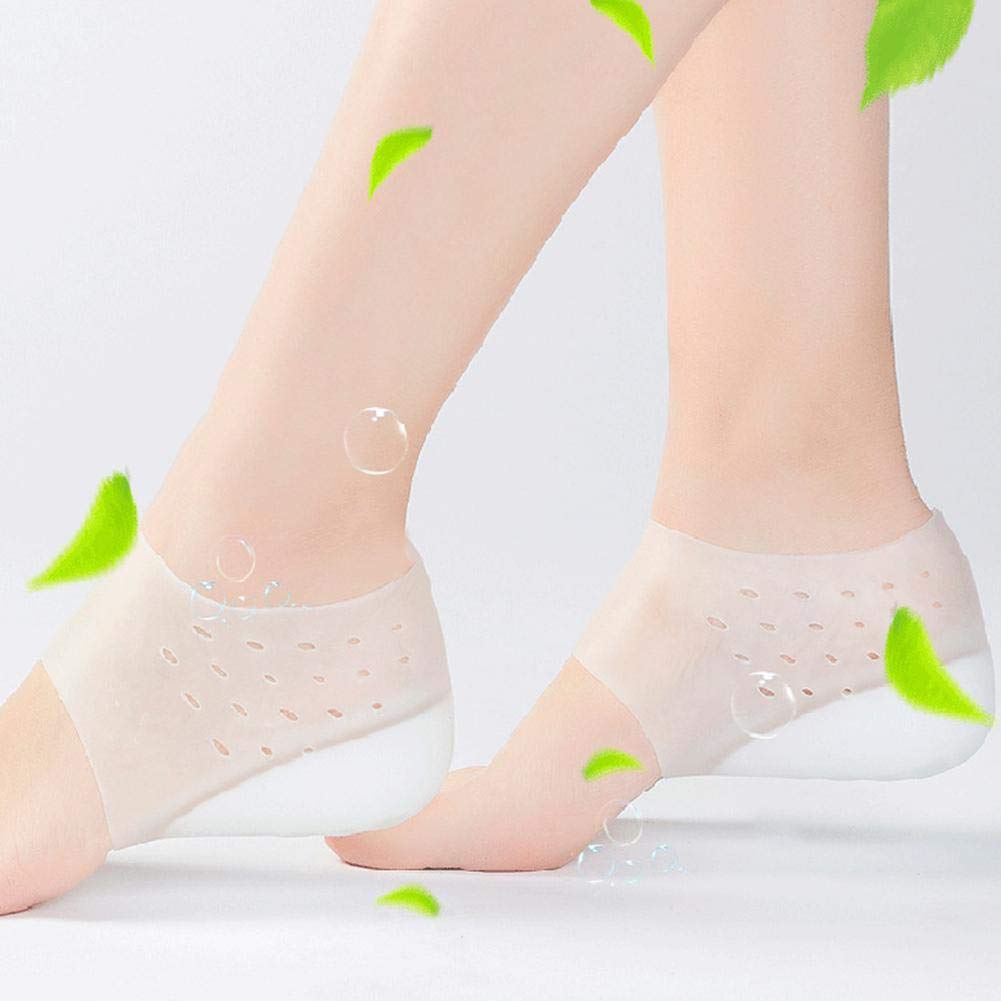 2pcs Solid Silicone Insole Invisible Height Lifting Increase Heel Pad Sock Liners Insoles Pain Relieve Unisex Heel Pads Foot-image-11