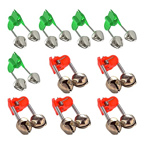 KAYSENSUK Alarme De Leurre De Pêche 10 Pcs Alarme De Cloche De Poisson Clip De Canne à Poisson Alarme De Morsure d'Accessoires De Pêche Sonnette d'Alarme Poisson pour La Pêche en Mer Vert Rouge Cover