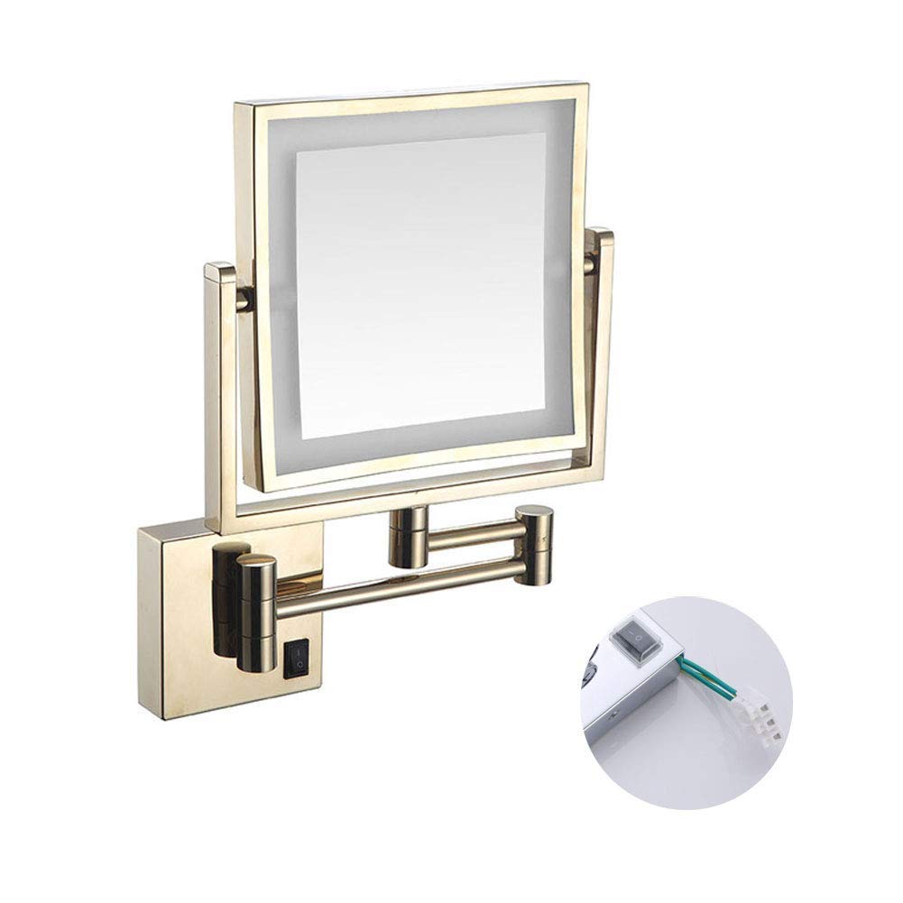 Miroir de rasage de salle de bain LED mural pliable extensible grossissement 3X
