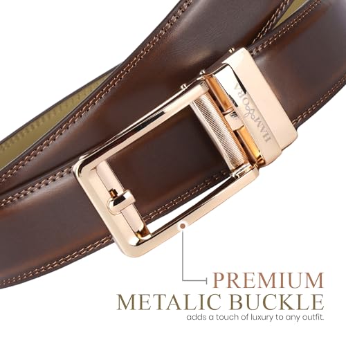 Image of Genuine Leather Belt for Men Formal & Casual Wear - Belts for Men Leather Original, Durable Buckle - Belt for Man - Gift for Husband, Father, Friend