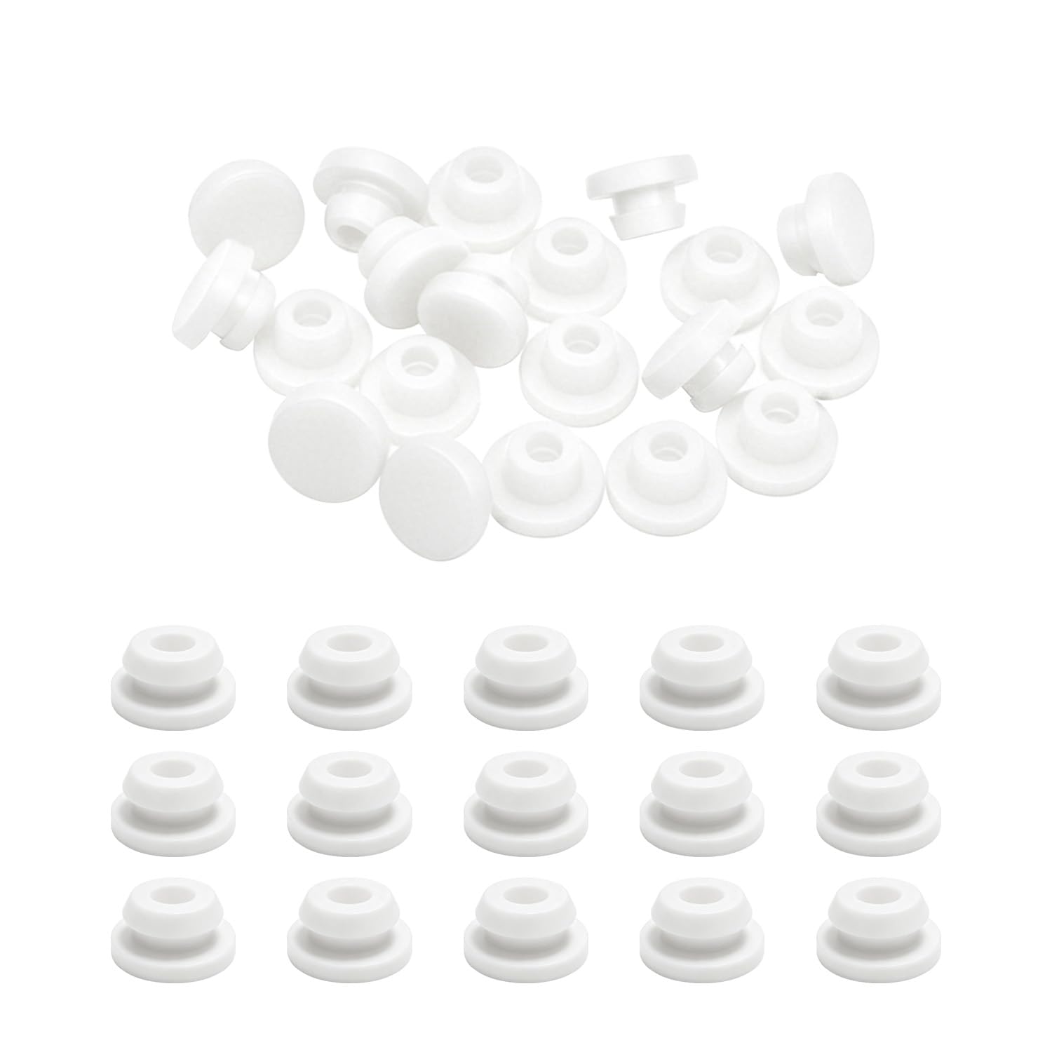 20PCS 1/5inch Rubber Plugs for Round Holes Silicone Plugs, 5mm White Hole Plugs Snap Locking, Used for Furniture DD044-5W