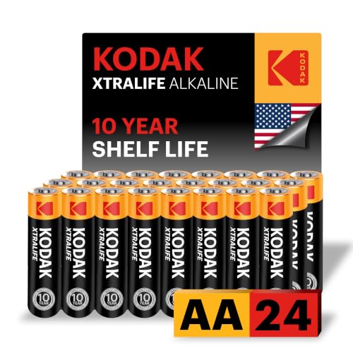 Image of KODAK AA Alkaline Batteries (24 Pack) Double A Battery, LR6, 1.5V | 10-Year Shelf Life, Advanced Leak-Resistant Design, High & Low Drain Devices, 148% Extra Life