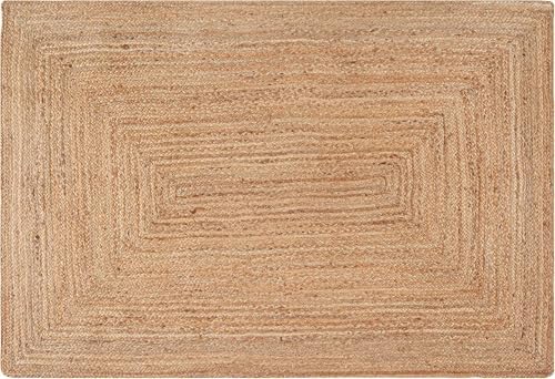 Tapete trançado de juta 1,5 x 1,8 m, chindi firme, reversível, du...