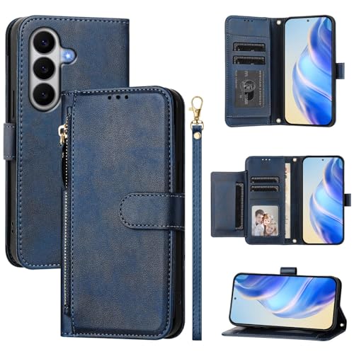 �X�}�z�P�[�X �Ή��@�� for Samsung Galaxy A57 �X�}�z�P�[�X�y�J�[�h�z���_�[�E�E�H���b�g�E�}�O�l�b�g�o�b�N���E�t���b�v�E�X�^���h�@�\�t���zBlue
