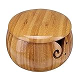 Cuenco de Hilo de Madera, Cuenco de Tejer de madera, Tejido Hilo Cuenco Con agujeros Tallados Hecho a Mano -Mantén el Hilo Libre de Enredos, Cuenco de Almacenamiento de Lana para Tejer Ganchillo