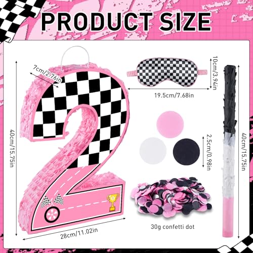 Piñata voiture de course rose 3 premium, décor anniversaire