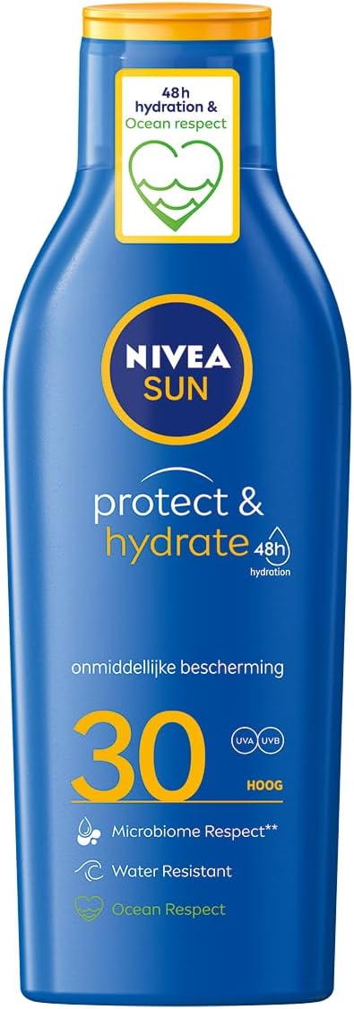 NIVEA SUN Protect & Hydrate Zonnebrand SPF 30 – Zonnecrème – Zonnemelk – Beschermt en Hydrateert – Zonnebrandcreme – 200 ml
