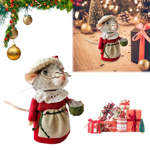 LYEAA Niedliche Nadelfilzmaus Handgemachte Wollfilz Niedliche Nadelgefilzte Maus Wollfilz Maus Weihnachtsschmuck-Halbzeuge-Machen Sie es selbst