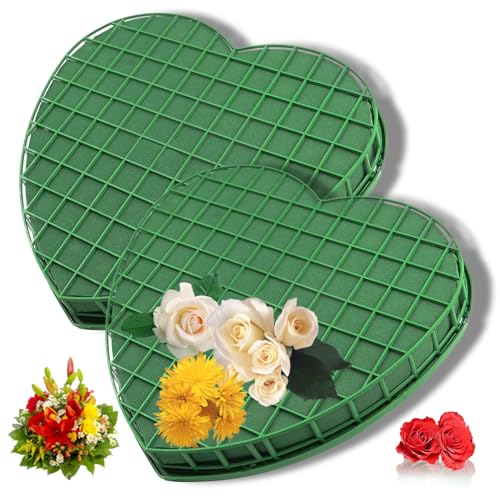 qhklew 2 Piezas Espumas para Arreglos Florales, Espuma Floral para Boda en Forma de Corazón, Plantas Flores Artificiales, Esponja de Flores en Cuadrícula para Manualidades Plantas Flores Artificiales