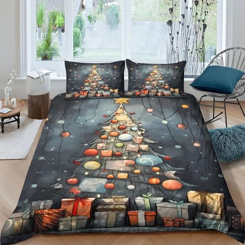 Arbre de Noël Housse de Couette Cadeau Idéal pour Lit de Couple - 4