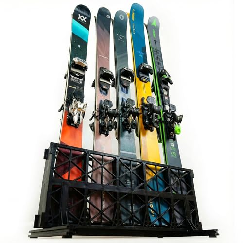 StoreYourBoard Ski Storage Rack, Freestanding 5 Pair Skis Floor Rack, Standard Skis