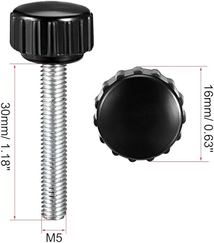 Miniatura 2 de uxcell Perillas de sujeción moleteadas de rosca macho métrica M5 x 1.181in, tornillo de pulgar en tipo perno de mango de sujeción manual con pomos