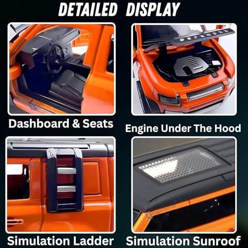 Image of GRAPHENE 1:36 Scale Die Cast SUV Pull Back Toy Car for Kids Boys Girls 2+yrs Metal Miniature Model Openable Doors Light Engine Sound Friction Toy Vehicle Realistic Design Premium Collectible Toy Cars