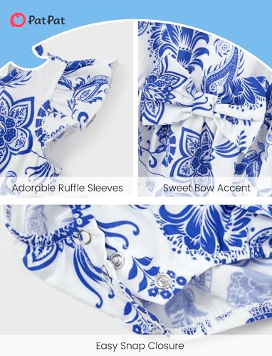 Image of PATPAT Family Matching Outfits Mommy and Me Dresses Floral Dress & T-Shirts | Mommy and Me Easter Dresses, Puff Sleeve Floral Sundress, Cotton Blend T-shirts, Couples Party Wedding Vacation Outfits