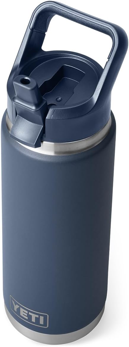 YETI Rambler 26oz Vacuum Insulated Stainless Steel Bottle with Color Matching Straw Cap, Navy