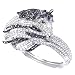 EVER FAITH® Silver-Tone Sleeping Pegasus Austrian Crystal Bracelet Black
