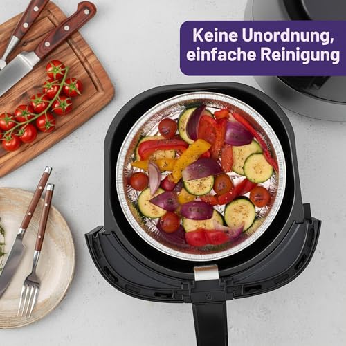 MATANA 40 Aluschalen Rund mit Deckel – 23 cm / 9\, 1000 ml – Aluminium Einweg Backformen, Runde Aluformen für Linzertorte, Quiche, Tarte, Kuchen, Ofen, Gefrierschrank und Heißluftfritteuse