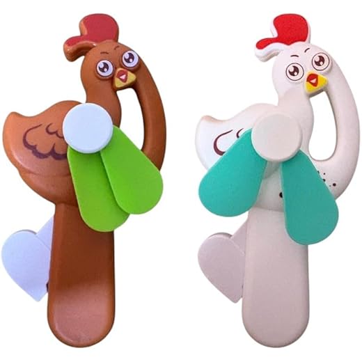 Euphrates Cartoon Chicken Hand Fan Toy for Kids Set of 2 Por