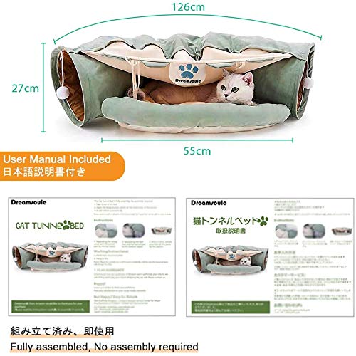 Túnel e tapete de brincadeira de cama de gato 2 em 1 para animais de estimação Gatos Cães Coelhos e