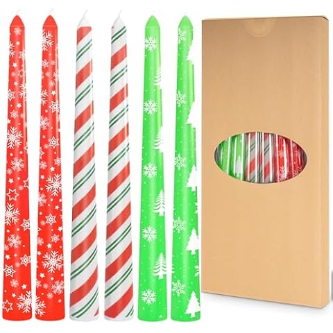 DecorWoo 10 Inch Christmas Taper Candles Set Cover