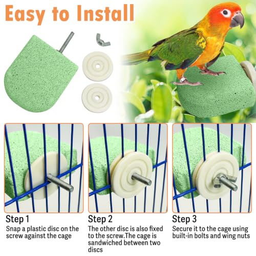 Image of PINVNBY 4 PCS Bird Perch Stands Parrot Calcium Perch Beak Grinding Stone Foot Claws Trimmer Parakeet Platform Parrot Chewing Toys for Small Medium Cockatiel Conure Lovebird Finch(Green)