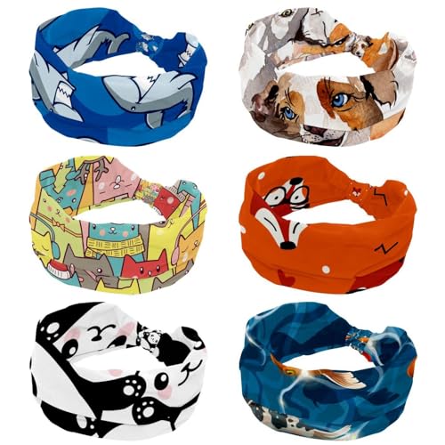 Lot de 6 bandeaux larges pour femme imprimé bouledogue français