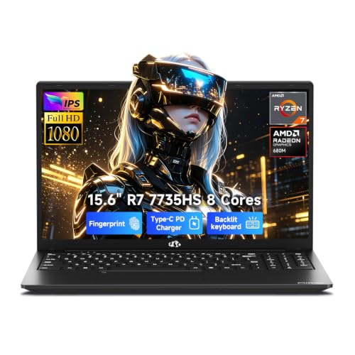 Image of NIMO 15.6 inch FHD IPS Gaming Laptop, AMD Ryzen 7 Computer (Up to 4.75 GHz, Beat i7-12650H) with 64GB DDR5 RAM 1TB SSD Radeon 680M GPU 2-Yr Warranty 180 View Win11 Portable for Business Creator Student