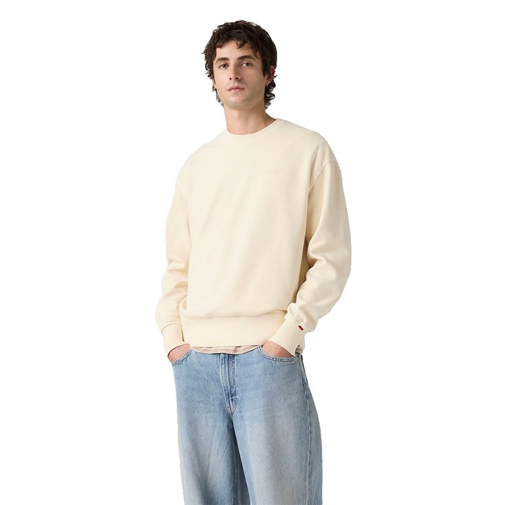 Levi's Men's Gart Dye Rutabaga - Orange Sweatshirt With Crew Neck, Relaxed Fit, Off White (Gart Dye Rutabaga), Xl