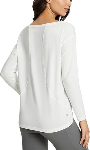 baleaf Camisetas de entrenamiento de manga larga para mujer, ajuste holgado, secado rápido, atlético, suave