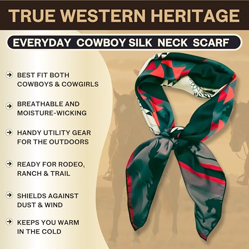 Wild Rag Silk Scarf 36'', Western Cowboy Bandana Square Silky Wild Rags,Black Grey Aztec Horses Tibal for Men & Women2