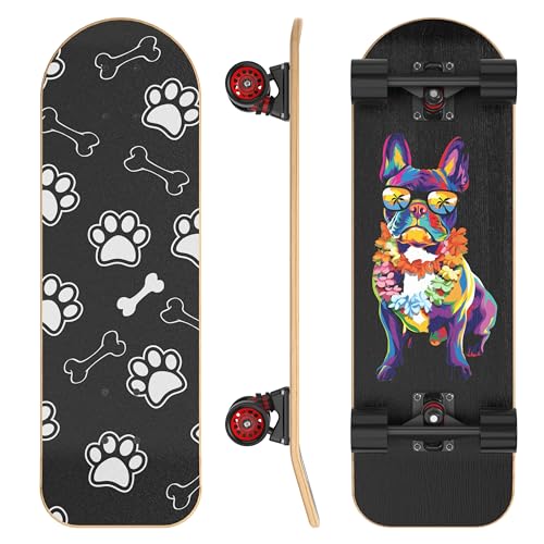 66 cm großes Haustier-Skateboard für Hunde und Haustiere – Kanadisches Ahorn-Deck, Aluminium-Trucks, PU-Räder – keine Montage erforderlich – maximale Belastung 68 kg für Haustiere mit T-Werkzeug
