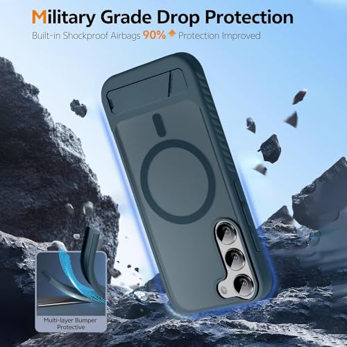 Image of KARWAN️Ultra Hybrid Matte Back Cover Case Compatible with Stand Magnetic for Samsung Galaxy S23 Plus | Mag-Safe Wireless Charging | Camera Bump Protection -(Blue)