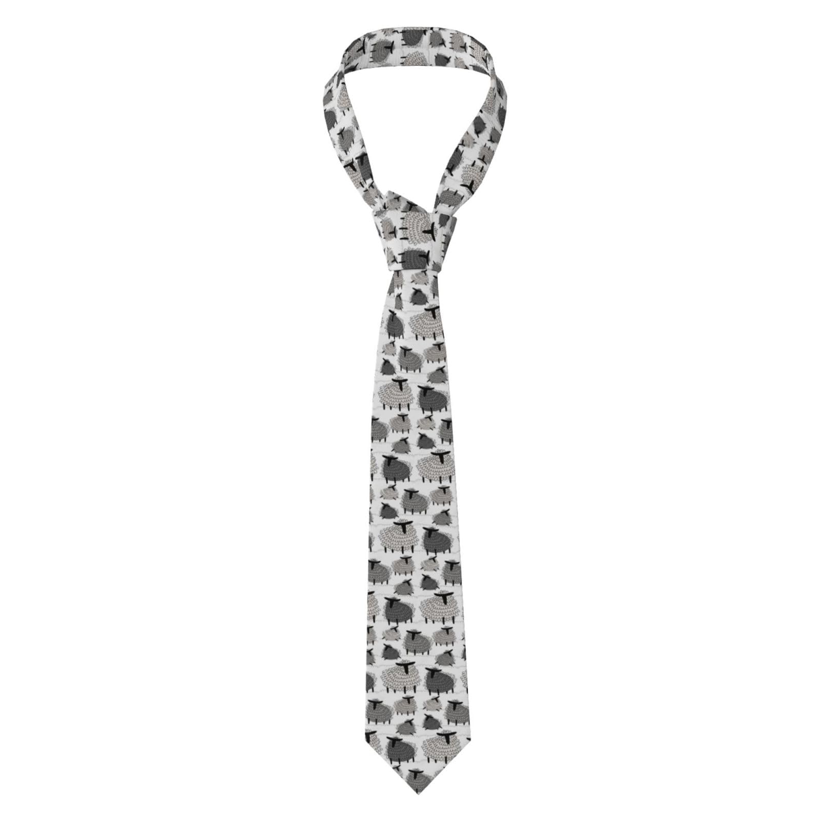 FAQRTIV Men'S Necktie Sheep Pattern Classic Silk Tie Neck Ties Classic Design Satin Print Tie Formal Neckties For Men