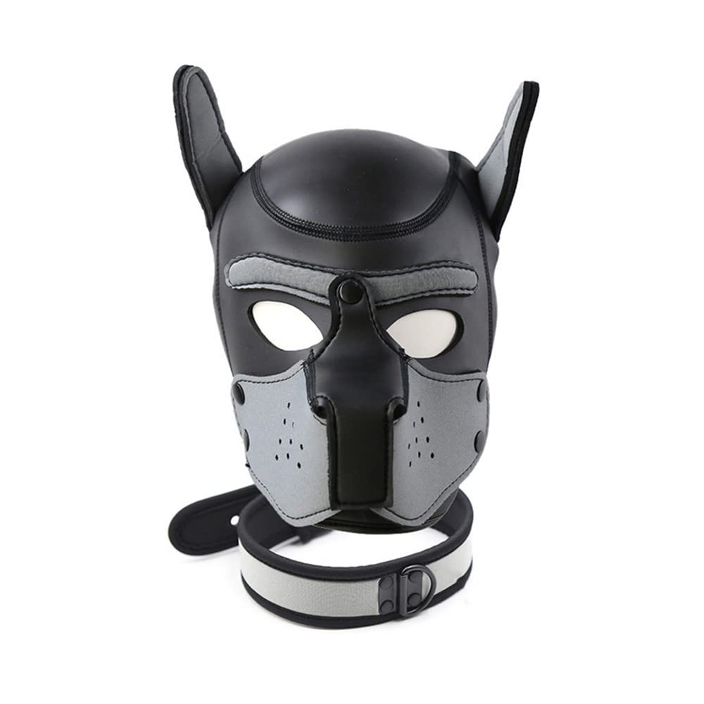 Hundemaske, Weiche Latex-Hundemaske mit Ohren, Welpenmaske für Cosplay-Party-Maskerade Set, Welpenmaske, Petplay Hundemaske, Weiche Latex Petplay Hundemaske, für Festivalpartys, Halloween, Maskerade