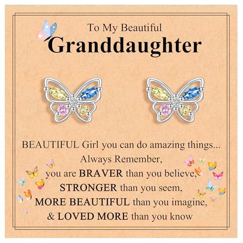CERSLIMO Hypoallergenic Butterfly Earrings for Girls, Birthday Christmas Valentines Graduation Gifts for Daughter/Granddaughter