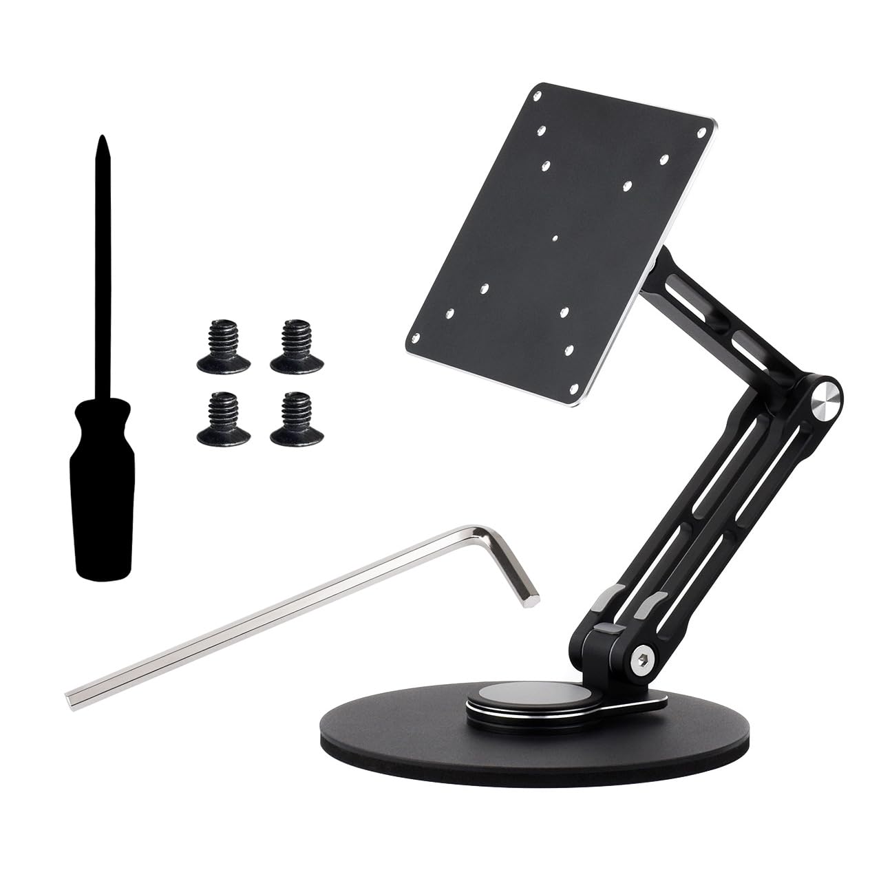 Waveshare VESA Portable Monitor Adjustable Stand, Compatible with Monitors Up to 19 Inches, Multi-Axis Rotation, Ergonomic Design with Weighted Base, Foldable for Easy Storage