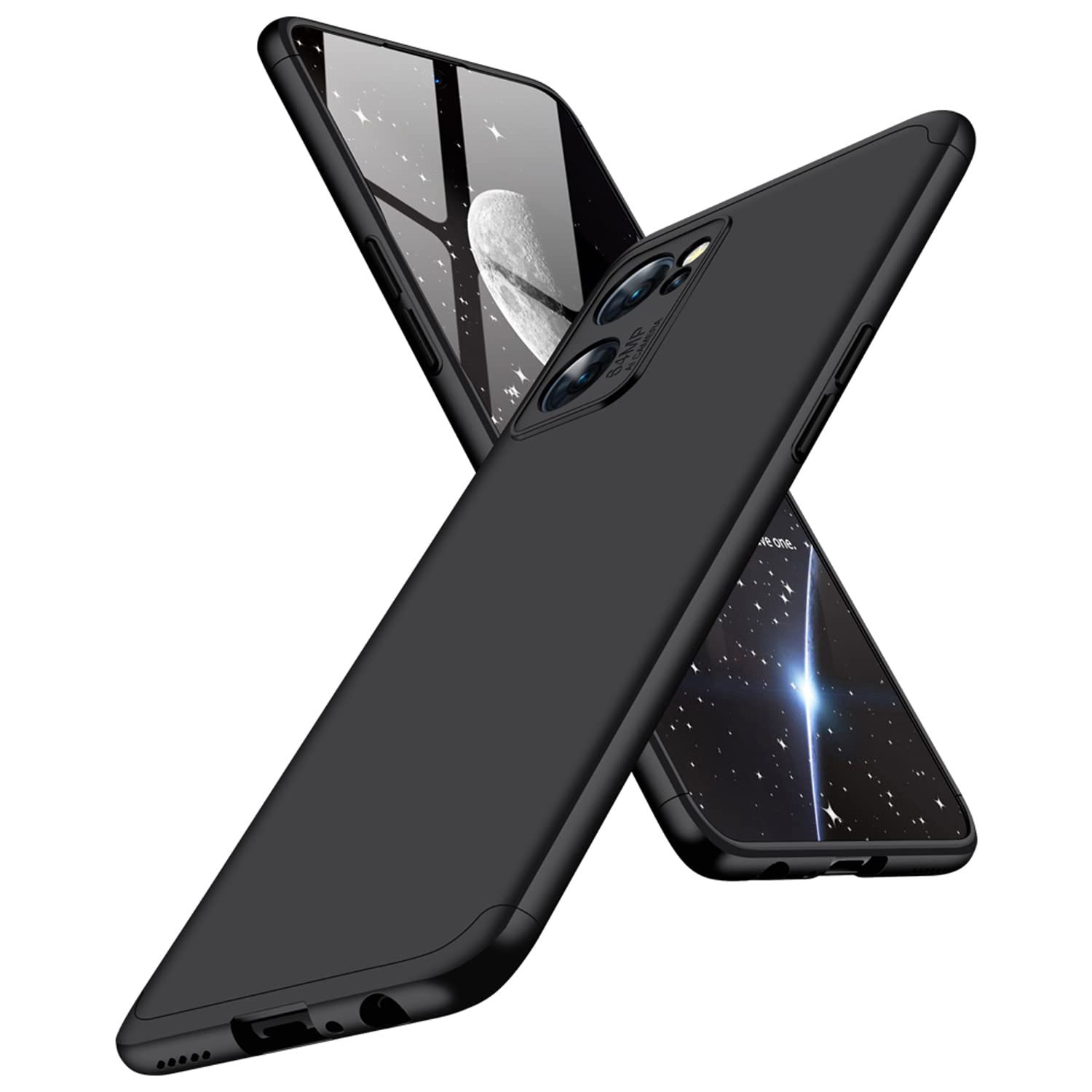 Kapa Double Dip Full 360 Protection Back Case Cover for Oppo Reno 7 (5G) (Black)