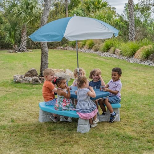 Step2 Sun and Fun Picnic Table with Umbrella for Kids, Outdoor Table and Bench Set, Seats 4, Ages 3+ Years - image 3