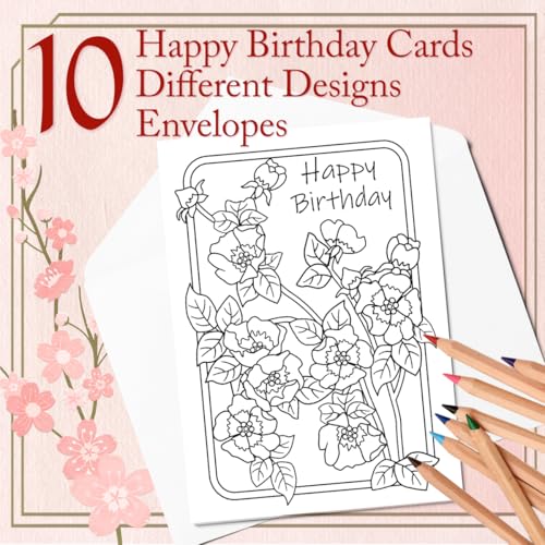Image of Art Eclect Coloring Birthday Cards for Adults - With Envelopes