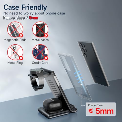 Mankiw MANKIW-S97-BLACK Wireless Charging Station For Samsung,Mankiw Foldable 3 In 1 Fast Charger Station thumb #4