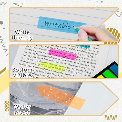 Xcdhemde Seitenmarker Selbstklebend 1200 Stück, Klebezettel Klein Plastik, Haftstreifen Schreibbar, Seitenmarker Repositionierbar, Haftmarker, Page Marker zum Lesen Markieren DIY【3 Designs, 8 Farben】