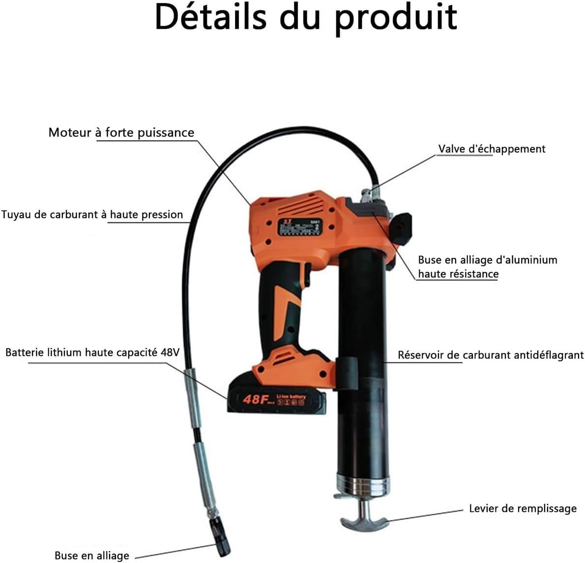 Pistola de grasa inalámbrica con batería y cargador, herramienta de lubricación potente y eficiente para mantenimiento automotriz e industrial