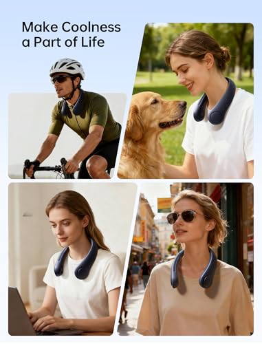 JISULIFE Portable Neck Fan, Hands Free Bladeless, 5 Speeds, 4000 mAh Battery Operated Wearable Personal Fan, Twistable, Rechargeable, Gift for Women Men-Blue - Image 7