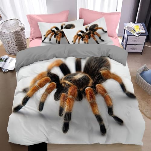 BJCJGGL 布団カバー セミダブル タランチュラ 掛け布団カバー 3点セットポリエステル 防ダニ 抗菌防臭 通気吸湿 布団カバー 170x210 cm + 2 枕カバー 43x63 cm