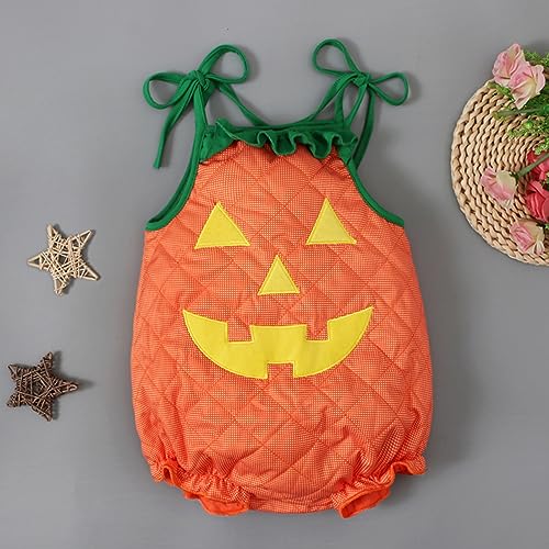 Lamuusaa Toddler Baby Girl Boy Halloween Costumes Pumpkin Romper One Piece Bodysuit Sleeveless Jumpsuit Halloween Outfit thumb #6