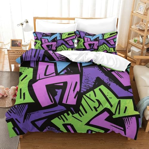 Housse de couette graffiti 3D avec fermeture éclair literie microfibre - 2