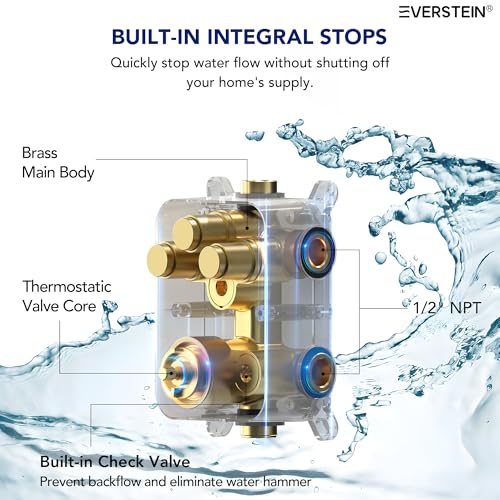 Image of Ceiling Mount 12 inch High-Pressure Rainfall Shower Faucet, Dual Rainfall Shower Head System with Valve (Brushed Gold)