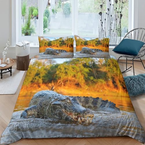 Housse de couette crocodile fermeture éclair parure lit microfibre douce